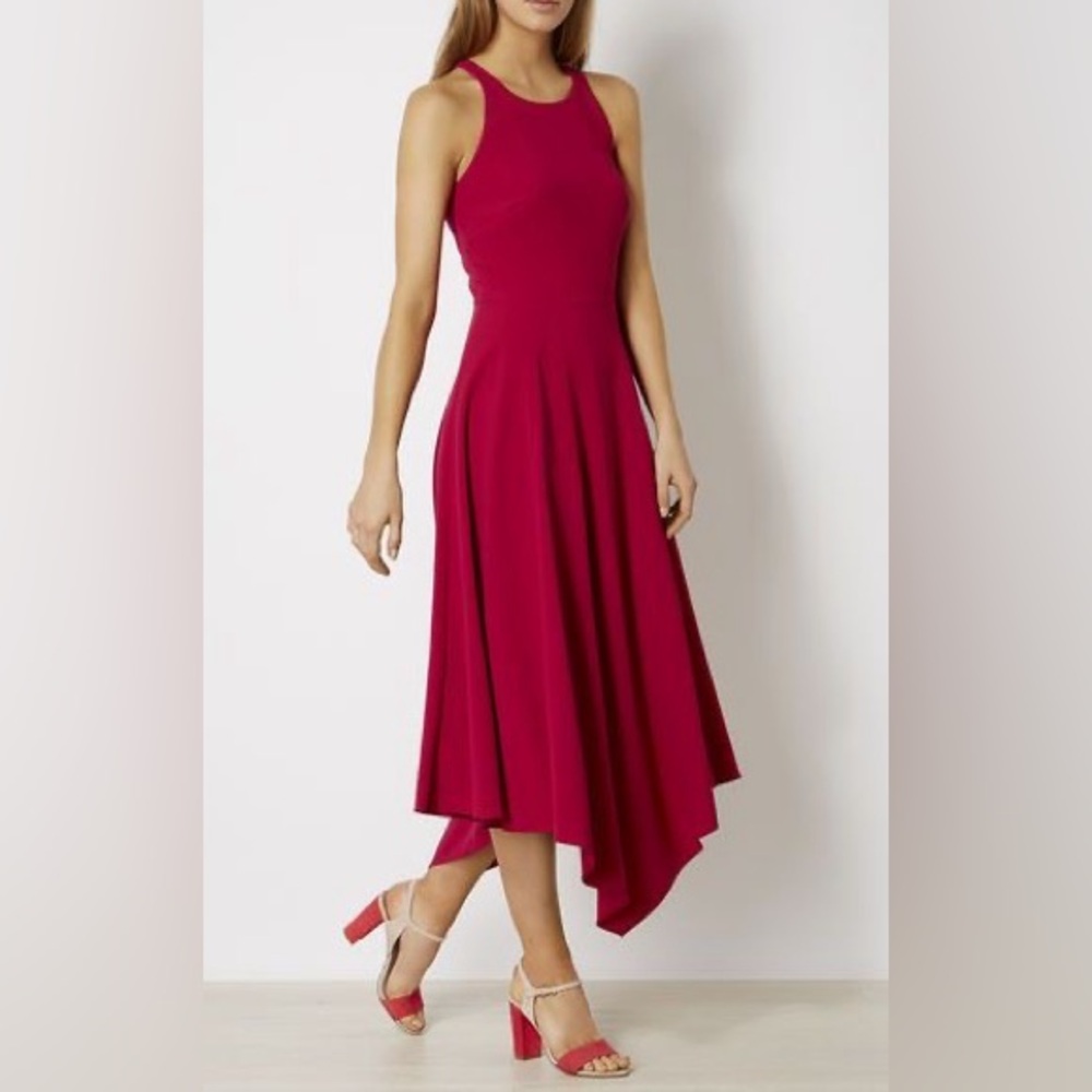 NWT Karen Millen Magenta Fluid Midi Dress UK Size 10 US Size 6 - Picture 2 of 16